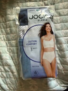 Jockey Cotton Comfort 3-Pack Briefs - Navy, Light Blue, White/Polka Dot